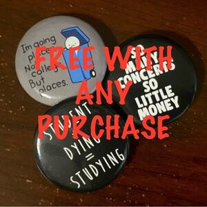 FREE WITH ANY PURCHASE- Set of 3 Funny Button Pins